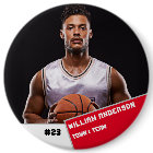 Custom photo sports button / pin basketball player