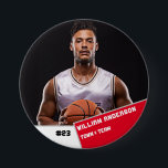 Custom photo sports button / pin basketball player<br><div class="desc">Custom photo sports button / pin basketball player</div>