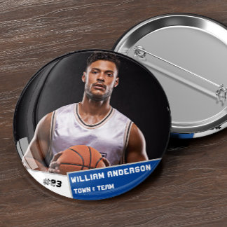 Custom photo sports button / pin basketball player