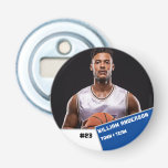 Custom photo sports button / pin basketball player bottle opener<br><div class="desc">Custom photo sports button / pin basketball player</div>