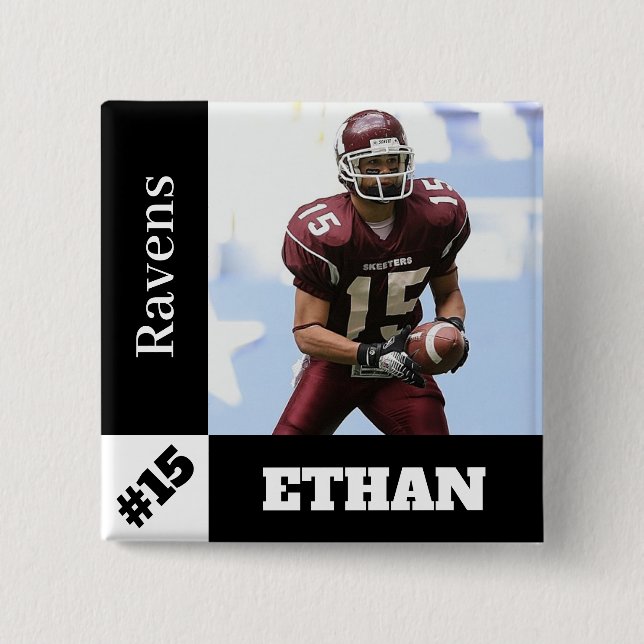 Custom photo sports button / pin football (Front)