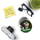 Custom photo sports button / pin football<br><div class="desc">Support your child's athletic endeavours with this custom sports pin. Great for senior nights! Available in a variety of sizes. Lots of options to customize.</div>