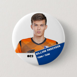 Custom photo sports button / pin soccer player