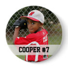 Custom photo sports button / pin with name & #