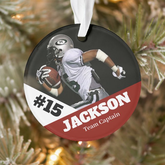 Custom photo sports keepsake ornament football (Tree)