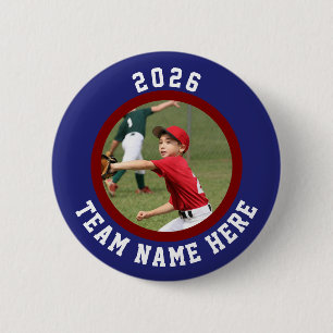Custom Photo Sports pin / button with team name