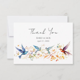 Custom Photo Spring Bird  Wedding Thank You Card