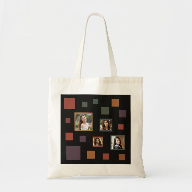 Custom Photo Squares Tote Bag (Front)