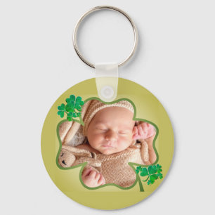 Custom Photo St. Patrick's 4Leaf Shamrock Keychain