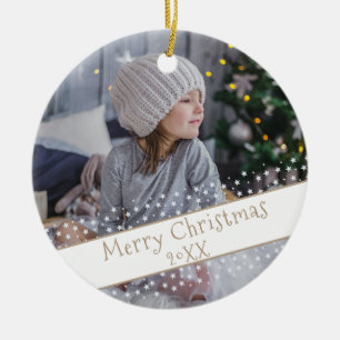Custom Photo Star Christmas Holiday Keepsake Ceramic Ornament
