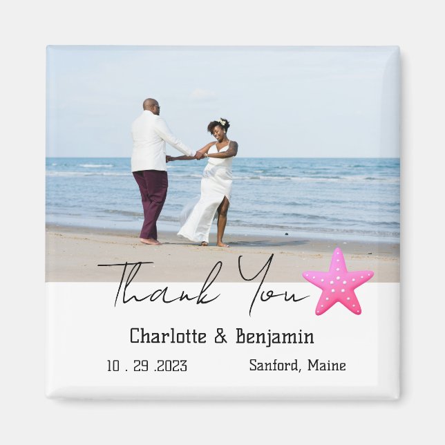 Custom Photo Starfish Beach Wedding Favour  Magnet (Front)