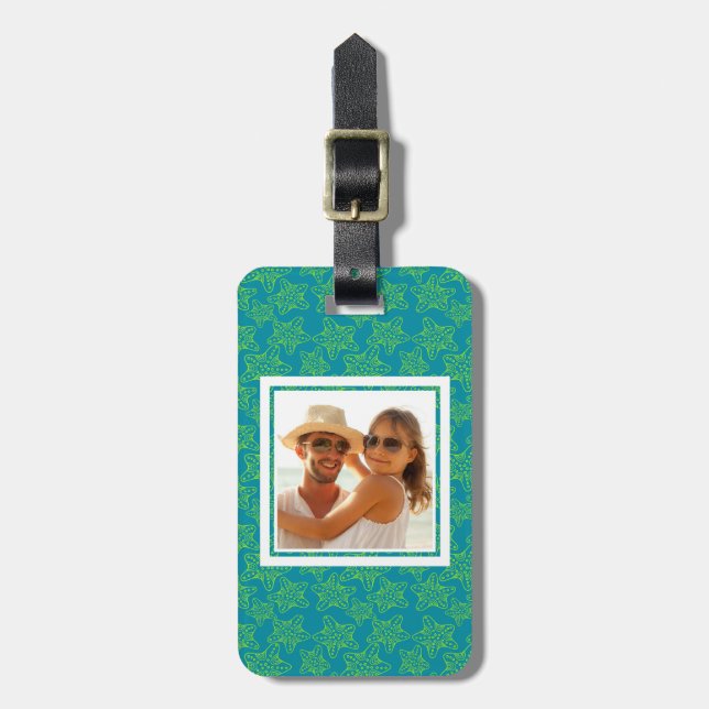 Custom Photo Starfish Crowd Pattern Luggage Tag (Front Vertical)