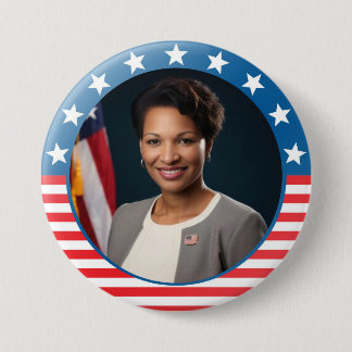 Custom Photo Stars & Stripes Border Political  3 Inch Round Button