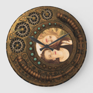 Custom Photo Steampunk Clock Time Metal Gears