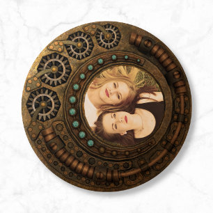 Custom Photo Steampunk Metal Gears 3 Inch Round Button