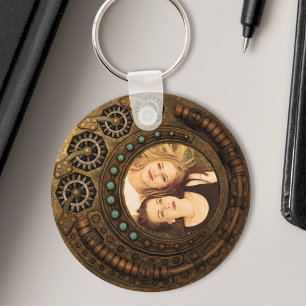 Custom Photo Steampunk Metal Gears Keychain