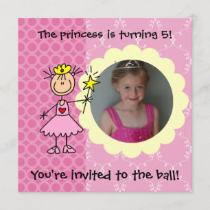 Custom Photo Stick Figure Princess Invitation
