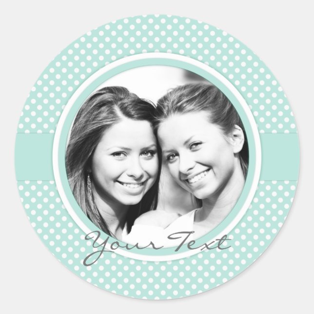 Custom photo stickers mint polka dots (Front)