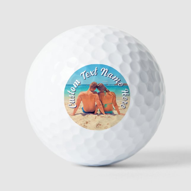 Custom Photo Stmps Golf Balls Personalized Text (Front)