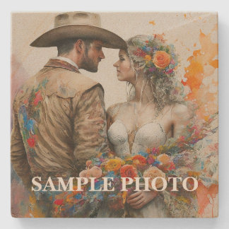 Custom Photo Stone Coaster – Wedding