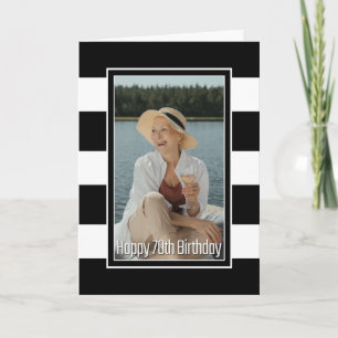 Custom Photo Striped 70th Birthday Card