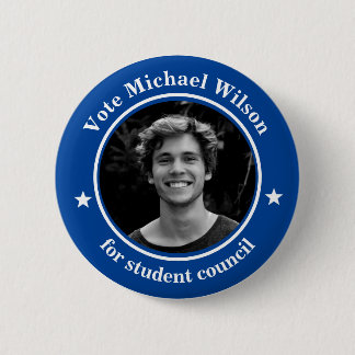 Custom Photo Student Union Election Blue Button