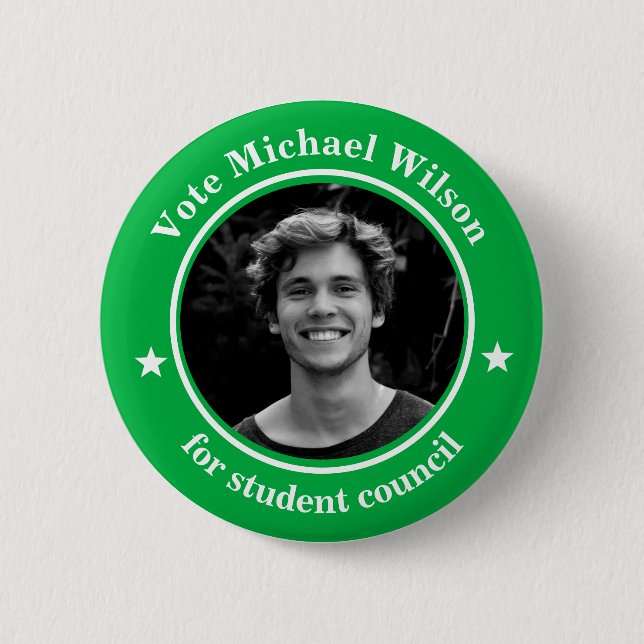 Custom Photo Student Union Election Light Green 2 Inch Round Button (Front)