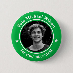 Custom Photo Student Union Election Light Green 2 Inch Round Button