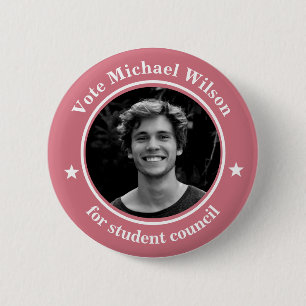 Custom Photo Student Union Election Pink Button