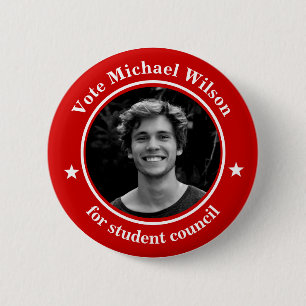Custom Photo Student Union Election Red Button