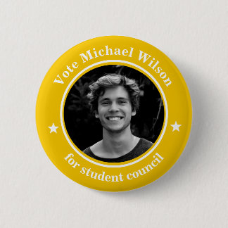 Custom Photo Student Union Election Yellow Button