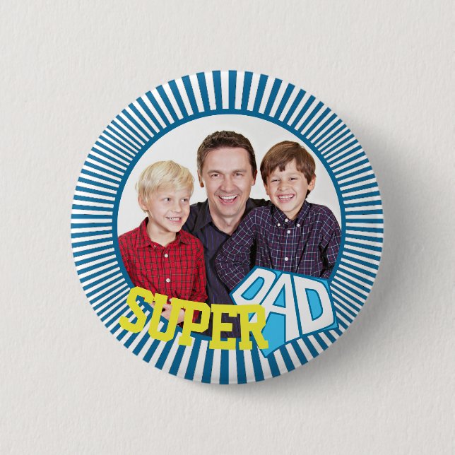 Custom Photo Super Dad Comic Book 2 Inch Round Button (Front)