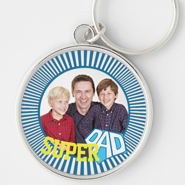 Custom Photo Super Dad Comic Book Keychain (Front)