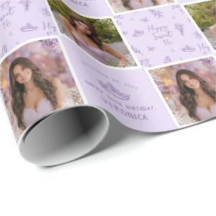 Custom Photo Sweet 16 Birthday wrapping paper