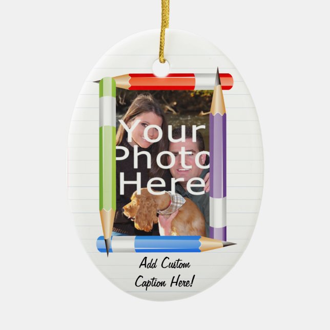 Custom Photo Teacher School Ceramic Ornament (Front)