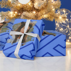 Custom Photo Template Greek Inspiration Blue  Wrapping Paper