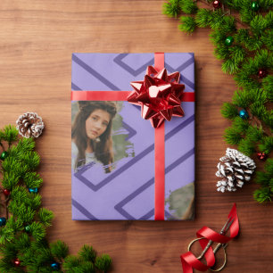 Custom Photo Template Greek Inspiration Purple Wrapping Paper