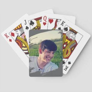 Custom Photo Template on Dark Grey Poker Cards