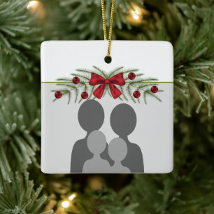 Custom Photo Template With Christmas Garland Ceramic Ornament