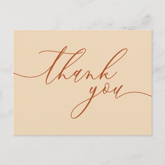 Custom Photo terracotta script signature thank you Postcard (Front)