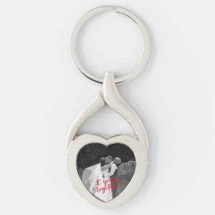 Custom Photo & Text Anniversary Heart Shape Keychain
