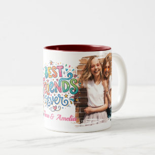 Custom photo & text, Best friend ever  Two-Tone Coffee Mug