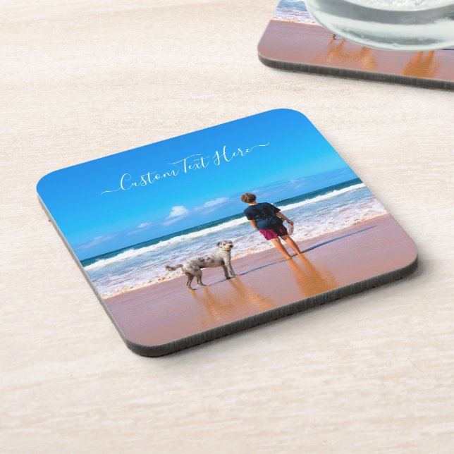 Custom Photo Text Beverage Coaster Your Photos (Left Side)