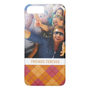 Custom Photo & Text Bias Plaid in Orange and Pink Case-Mate iPhone Case