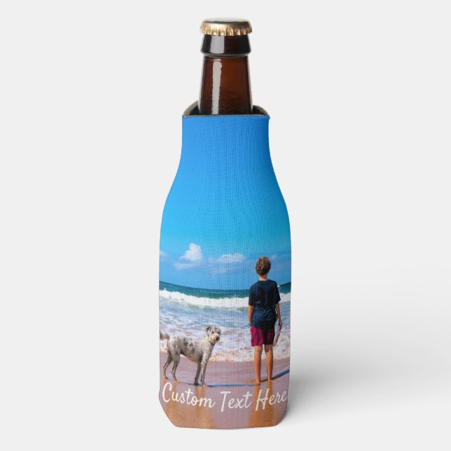 Custom Photo Text Bottle Cooler with Your Photos (Bottle Front)