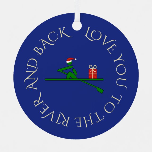 Custom photo text christmas rower navy metal ornament (Front)