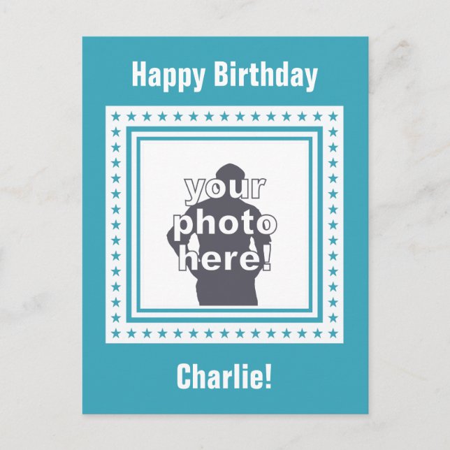 CUSTOM PHOTO, TEXT & COLOR postcard / table card (Front)