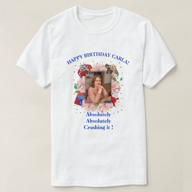 Custom Photo Text | Create Your Own 40th Birthday T-Shirt (Design Front)