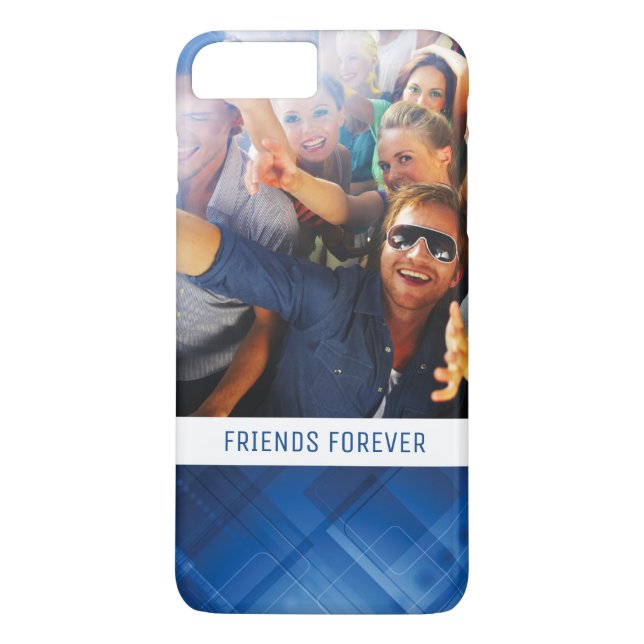 Custom Photo & Text Dark blue hi-tech background Case-Mate iPhone Case (Back)