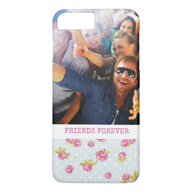 Custom Photo & Text Elegant pink roses 4 Case-Mate iPhone Case (Back)